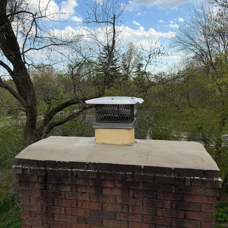 After: A chimney crown cracked and broken around the flue tile, and the same crown unbroken and sloped